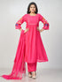 Amchoor Fuchsia Chanderi Solid Kurti Set for Womens