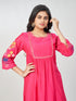 Amchoor Fuchsia Chanderi Solid Kurti Set for Womens
