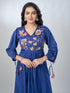 Amchoor Blue Mul Chanderi Embroidered Kurta Sets For Womens
