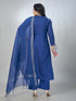 Amchoor Blue Mul Chanderi Embroidered Kurta Sets For Womens