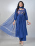 Amchoor Blue Mul Chanderi Embroidered Kurta Sets For Womens