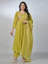 Amchoor Green Mul Chanderi Embroidered Kurta Sets For Womens