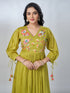 Amchoor Green Mul Chanderi Embroidered Kurta Sets For Womens
