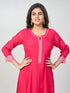 Amchoor Fuchsia Chanderi Solid Kurti Set for Womens