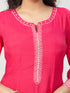 Amchoor Fuchsia Chanderi Solid Kurti Set for Womens