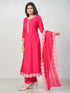 Amchoor Fuchsia Chanderi Solid Kurti Set for Womens