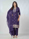Amchoor Purple Organza Jacquard Bandhani Kurta Sets For Womens