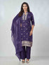 Amchoor Purple Organza Jacquard Bandhani Kurta Sets For Womens