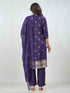 Amchoor Purple Organza Jacquard Bandhani Kurta Sets For Womens
