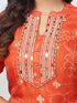 Amchoor Orange organza jacquard Bandhani Kurta Sets for Womens