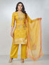 Amchoor Mustard organza jacquard Bandhani Kurta Sets for Womens