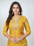 Amchoor Mustard organza jacquard Bandhani Kurta Sets for Womens