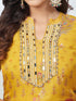 Amchoor Mustard organza jacquard Bandhani Kurta Sets for Womens