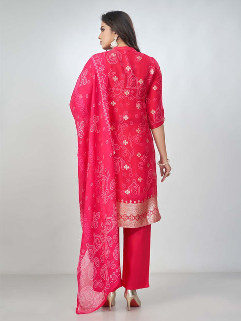 Amchoor Rani Organza Bandhani Kurta Sets for Womens