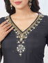 Amchoor Black Russian Silk Solid Kurta Sets For Womens