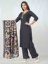 Amchoor Black Russian Silk Solid Kurta Sets For Womens