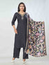Amchoor Black Russian Silk Solid Kurta Sets For Womens