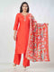 Amchoor Red Russian Silk Solid Kurta Sets For Womens