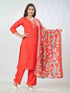 Amchoor Red Russian Silk Solid Kurta Sets For Womens