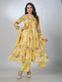 Amchoor Yellow Chinon Floral Kurta Sets For Womens