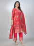 Amchoor Fuchsia Shimmer Jacqurd Gold Print Kurta Sets For Womens