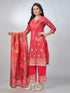 Amchoor Fuchsia Shimmer Jacqurd Gold Print Kurta Sets For Womens