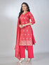 Amchoor Fuchsia Shimmer Jacqurd Gold Print Kurta Sets For Womens