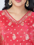 Amchoor Fuchsia Shimmer Jacqurd Gold Print Kurta Sets For Womens