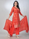 Amchoor Red Shimmer Jacqurd Gold Print Kurta Sets For Womens