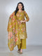 Amchoor Green Shimmer Jacqurd Floral Kurta Sets For Womens