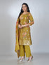 Amchoor Green Shimmer Jacqurd Floral Kurta Sets For Womens