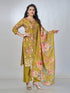 Amchoor Green Shimmer Jacqurd Floral Kurta Sets For Womens