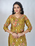 Amchoor Green Shimmer Jacqurd Floral Kurta Sets For Womens