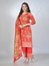 Amchoor Red Shimmer Jacqurd Floral Kurta Sets For Womens