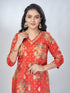 Amchoor Red Shimmer Jacqurd Floral Kurta Sets For Womens