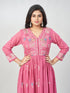 Amchoor Mauve Cotton Embroidered Kurti Set for Womens