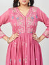 Amchoor Mauve Cotton Embroidered Kurti Set for Womens