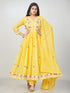 Amchoor Yellow Cotton Embroidered Kurti Set for Womens