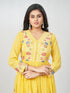 Amchoor Yellow Cotton Embroidered Kurti Set for Womens