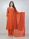 Amchoor Rust Cotton Solid Kurta Sets for Womens