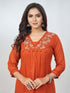 Amchoor Rust Cotton Solid Kurta Sets for Womens