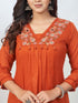 Amchoor Rust Cotton Solid Kurta Sets for Womens