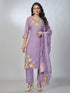 Amchoor Purple Organza Floral Kurta Sets For Womens