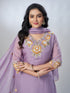Amchoor Purple Organza Floral Kurta Sets For Womens