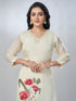 Amchoor Cream Organza Embroidered Kurta Sets For Womens
