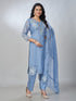 Amchoor Grey Organza Floral Kurta Sets For Womens