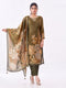 Amchoor Olive Tissue Bandhani Kurti Set for Womens