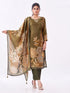 Amchoor Olive Tissue Bandhani Kurti Set for Womens