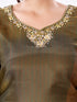 Amchoor Olive Tissue Bandhani Kurti Set for Womens