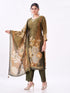 Amchoor Olive Tissue Bandhani Kurti Set for Womens